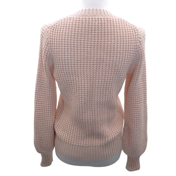 J.Crew Blush Pink Chunky Cotton Sweater S Thick Knit Preppy Minimalist Cozy - Picture 4 of 9